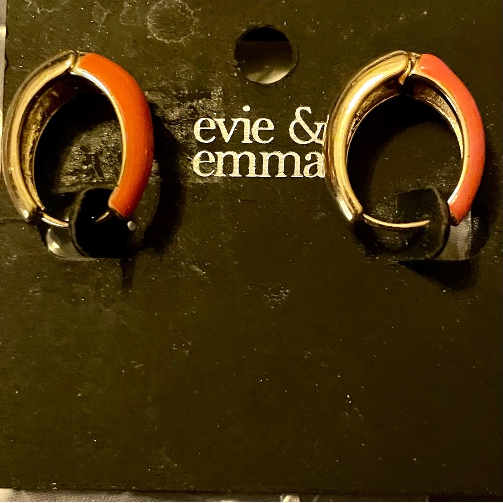 Evie & Emma  “spring brights” orange w/gold hoop earrings. NWT